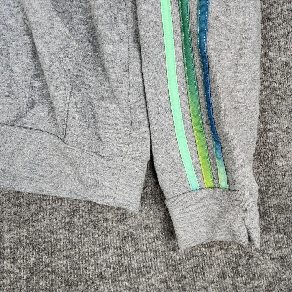 Adidas Hoodie Men‎ 18/20 Gray Gradient Logo Stripe Loose Fit AA7483 SHA279